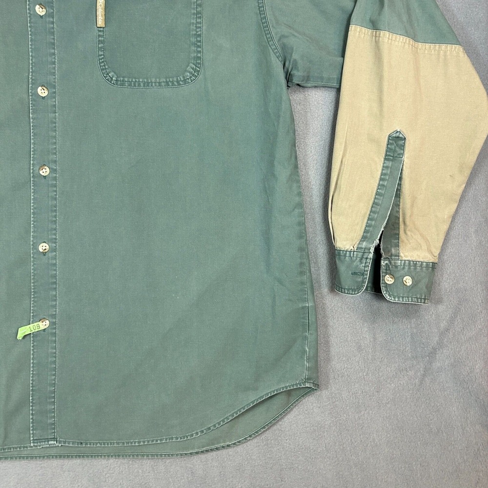 Columbia Men's Green and Tan Casual Button Down Shirt - Picture 6 of 14